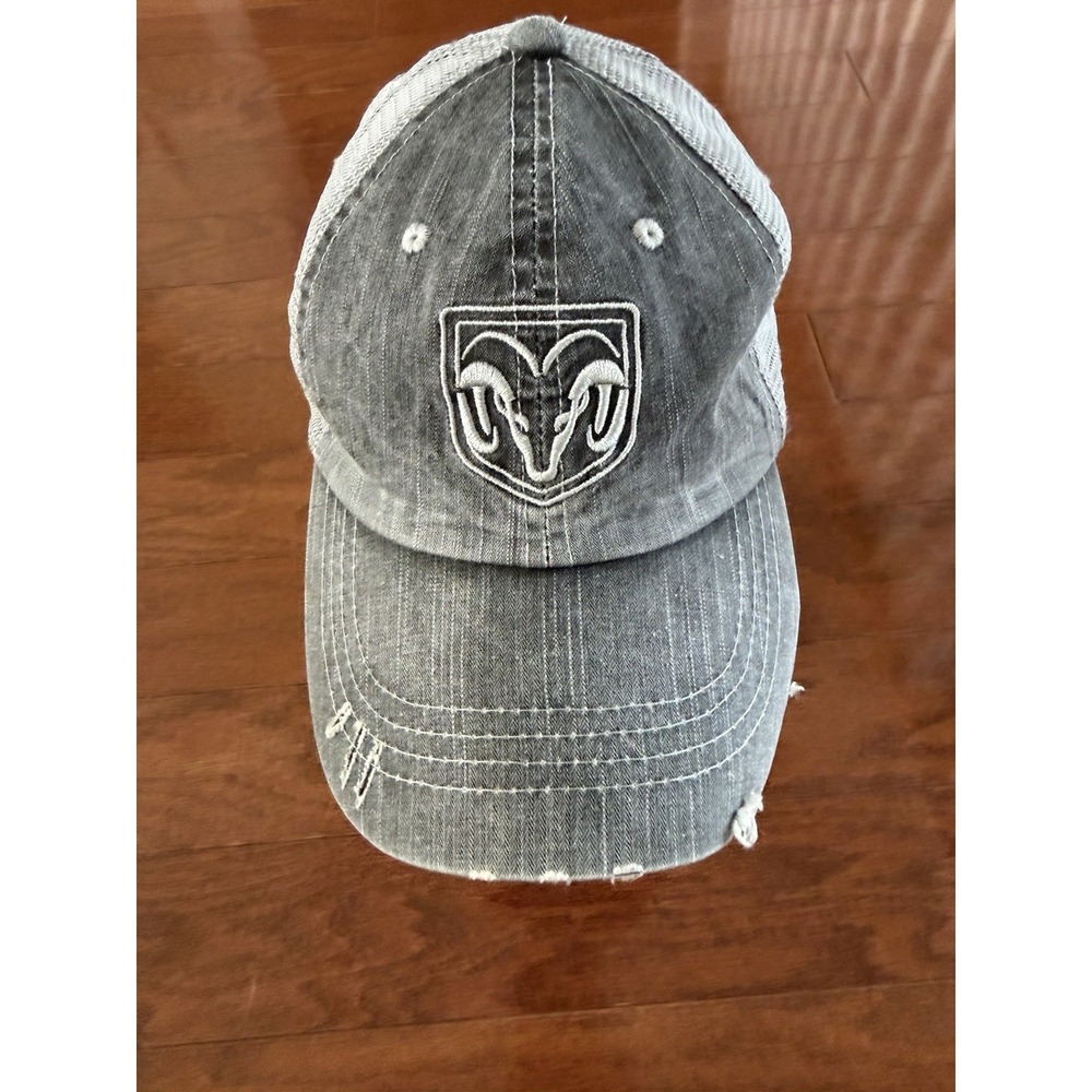 Dodge Ram Truck Distressed Gray Floppy Trucker Mesh Hat Snapback Moto Grunge